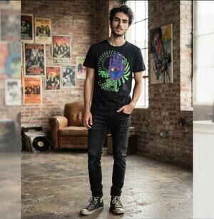 Kill City Mens Medium M Hamsa All Seeing Eye Graphic T-Shirt Black Made in USA